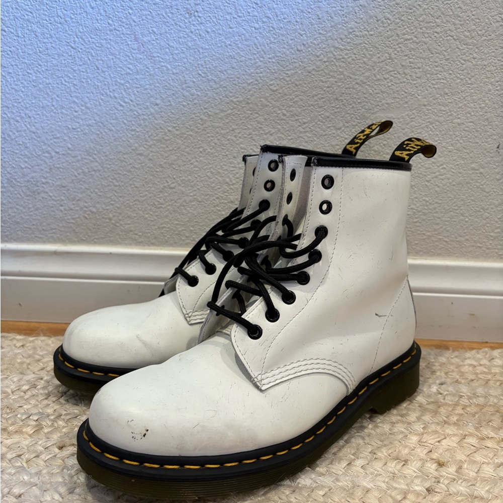 Dr. Martens White Boots with Black Laces